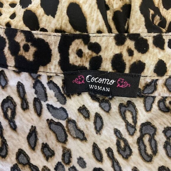 Vintage Cocomo for Women Size XL Brown Black Leopard Print Button Down Shirt Top - Picture 10 of 12
